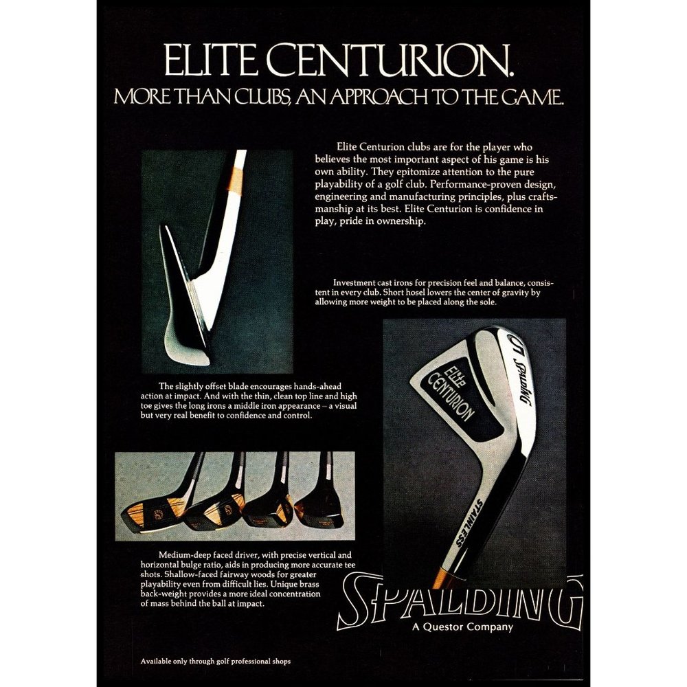 1974 Spalding Golf Clubs Elite Centurion Vintage Print Ad Wall Art Photo